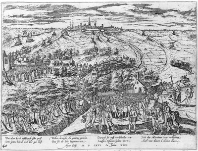Protestants meeting in the open around Antwerp by Flemish School